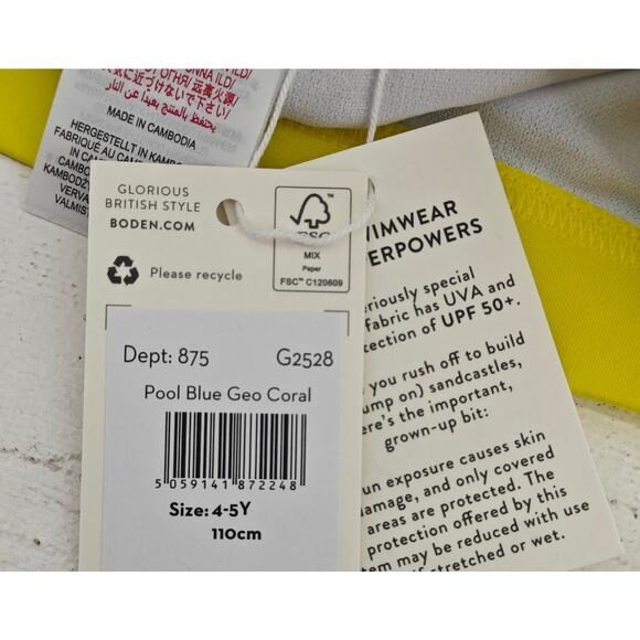 Mini Boden Blue Scallop Shell Print Swim Shorts Bottoms 4-5Yrs - Picture 3 of 5